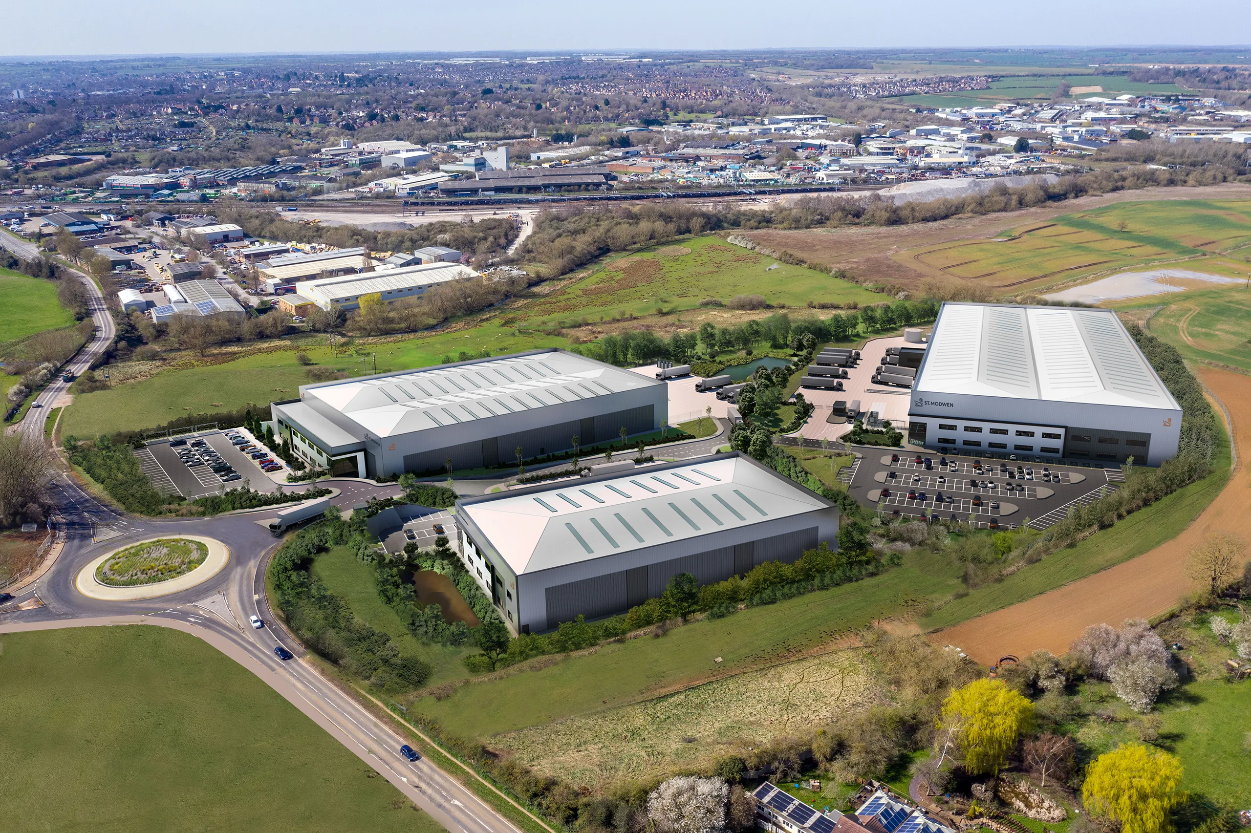 aerial view of industrial space