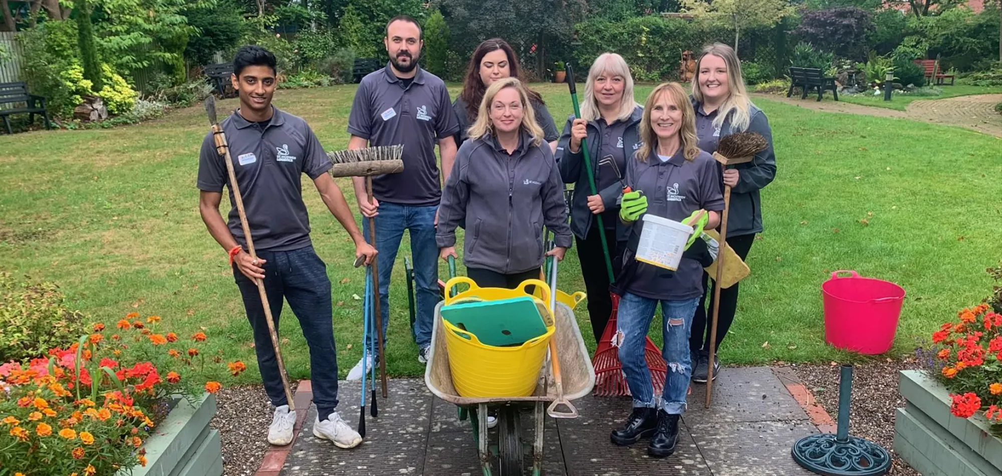 team volunteering at children's hospice