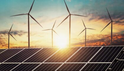 solar PV panels and wind turbines