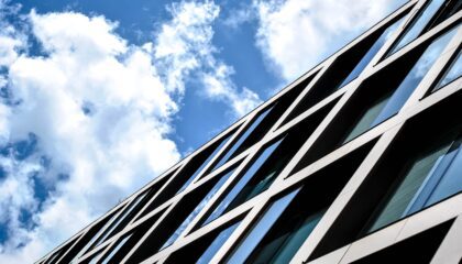 office against blue sky